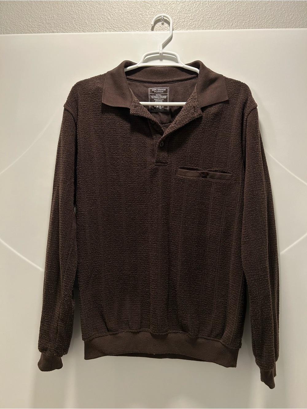 Brown Men's Long-Sleeve Polo Sweater - Unbranded